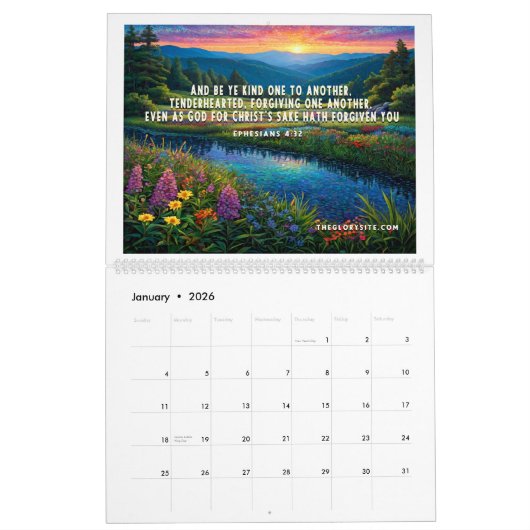 The Glory Site Bible Verse 12 month Calendar カレンダー (1月 2026)