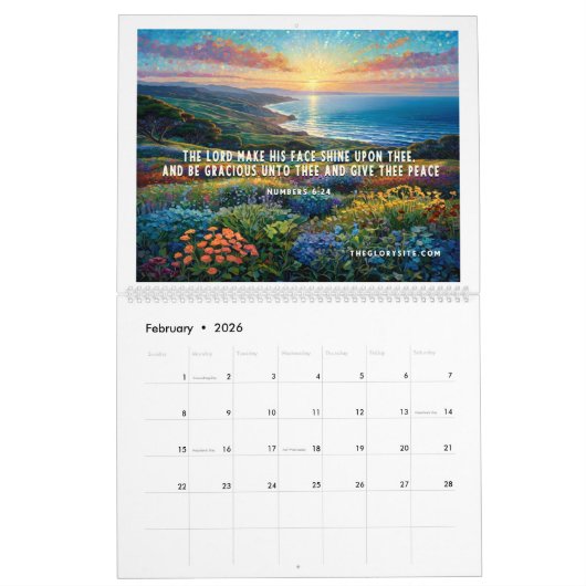 The Glory Site Bible Verse 12 month Calendar カレンダー (2月 2026)