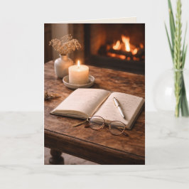 The Glow of Solitude Fireside Still Life Art Card カード
