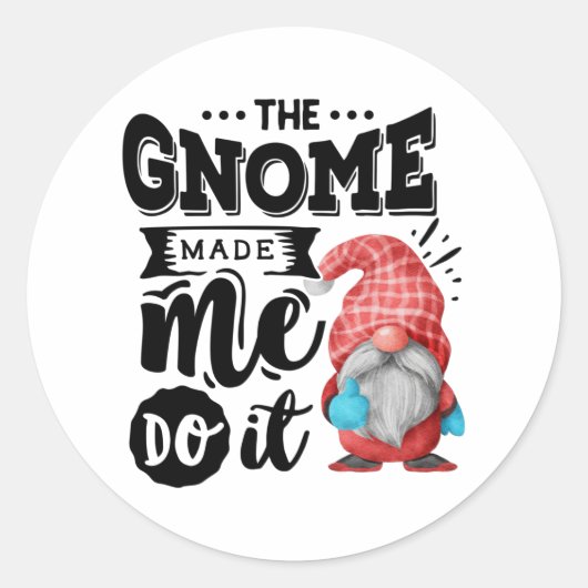 The Gnome Made Me Do It Christmas Gnome ラウンドシール (正面)
