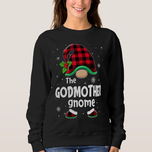 The Godmother Gnome Buffalo Plaid Christmas Matchi スウェットシャツ (正面)