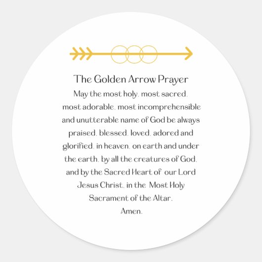The Golden Arrow Prayer Round Sticker ラウンドシール (正面)