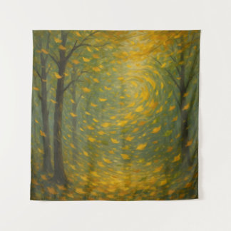 The Golden Autumn Dance: A Vortex of Falling Leave タペストリー
