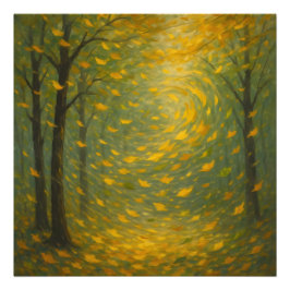 The Golden Autumn Dance: A Vortex of Falling Leave フォトプリント