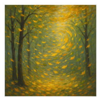 The Golden Autumn Dance: A Vortex of Falling Leave フォトプリント