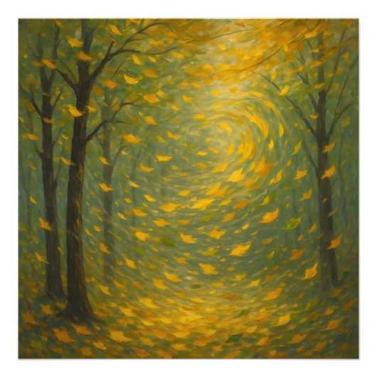 The Golden Autumn Dance: A Vortex of Falling Leave フォトプリント (正面)