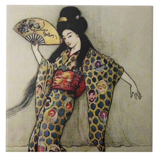 “The Golden Comb” by Warwick Goble タイル (正面)