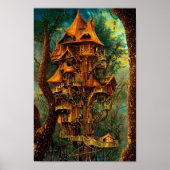 The Golden Treehouse | Fantasy Digital Art ポスター (正面)