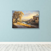 The Golden Willow at Sunset キャンバスプリント (インサイチュ (ウッドフロア))