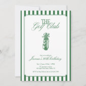 The Golf Club Golf Birthday Party Green Stripe 招待状 (正面)