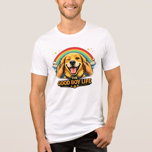 The Good Boy Life – Happy Dog Unisex Bella Tri-Ble トライブレンドＴシャツ (正面)