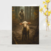 The Good Shepherd and the Lost Lamb – Jesus & Lamb カード (黄色い花)