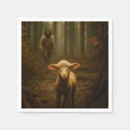 The Good Shepherd and the Lost Lamb – Jesus & Lamb スタンダードカクテルナプキン