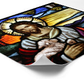 The Good Shepherd; Jesus on stained glass ポスター (角)