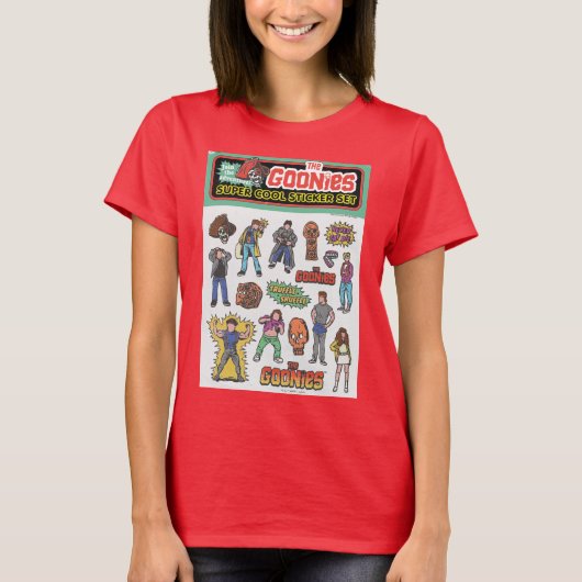 The Gooniesレトロステッカーシートグラフィック Tシャツ (正面)