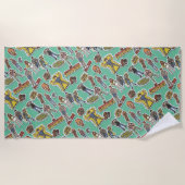 The Gooniesレトロステッカーパターン ビーチタオル (正面)