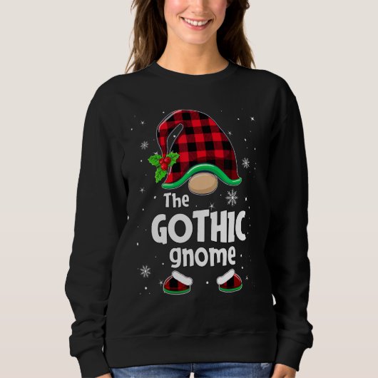 The Gothic Gnome Buffalo Plaid Christmas Matching  スウェットシャツ (正面)
