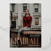 The Graduateのおしゃれなクラス卒業号マガジンの表紙 箔招待状 (正面)
