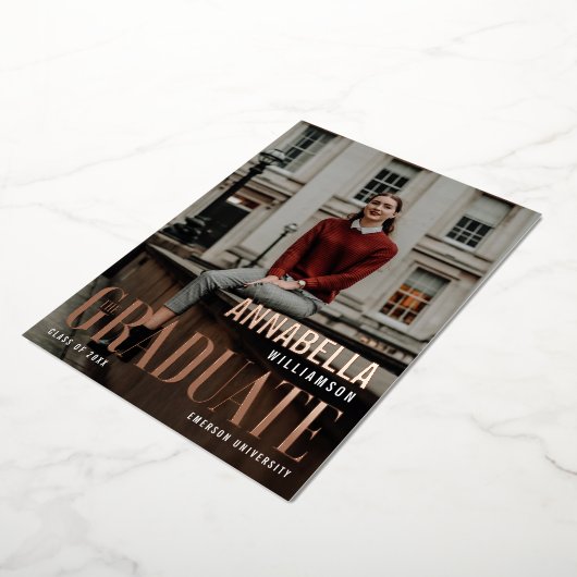 The Graduate のおしゃれな最新号の表紙 箔招待状 (回転した状態)
