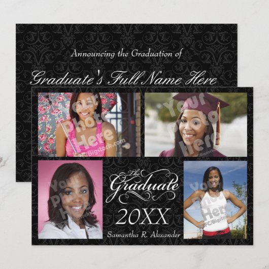 The Graduate, エレガントブラック 招待状 (正面/裏面)