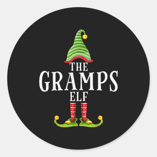 The Gramps Elf Funny Matching Pajama Xmas  ラウンドシール (正面)