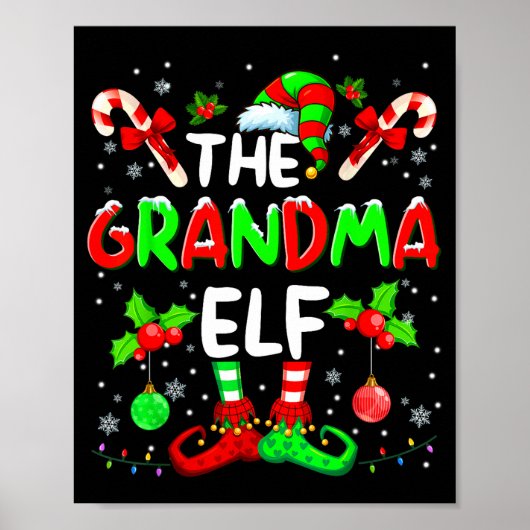 The Grandma Elf Costume Pajamas Pjs Christmas Xmas ポスター (正面)