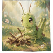 The Grasshopper and the Nectar Artwork シャワーカーテン (正面)