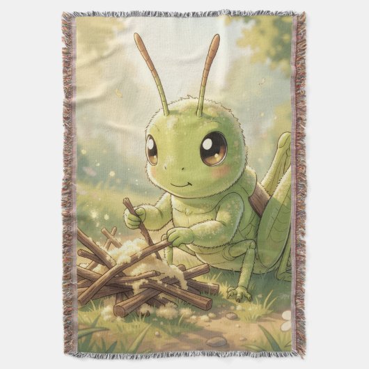 The Grasshopper and the Nectar Artwork スローブランケット (正面縦)