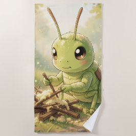 The Grasshopper and the Nectar Artwork ビーチタオル