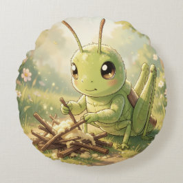 The Grasshopper and the Nectar Artwork ラウンドクッション