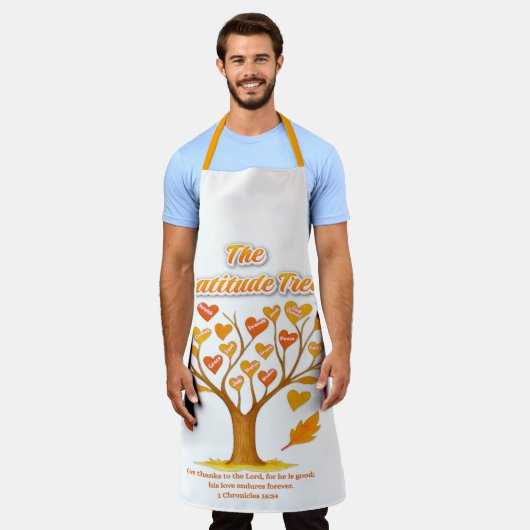 The Gratitude Tree All-Over Print Apron エプロン (着用した状態)