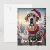The Great Dane Dog Merry Woofmas  シーズンポストカード (正面/裏面)