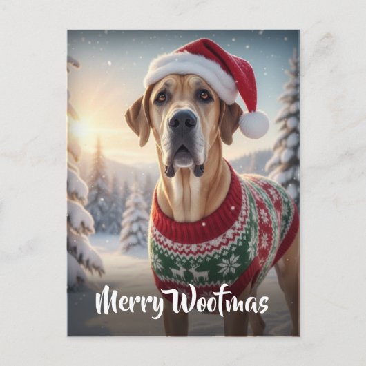 The Great Dane Dog Merry Woofmas  シーズンポストカード (正面)