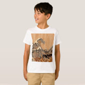 The Great Hokusai Wave Bamboo Wood Style decor Tシャツ (正面フル)