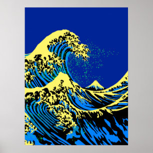 The Great Hokusai Wave in Pop Art Style Accent ポスター