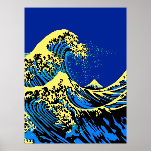 The Great Hokusai Wave in Pop Art Style Accent ポスター (正面)