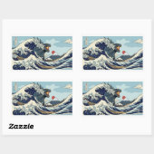 The Great Kaiju Wave - Epic Hokusai Monster Parody 長方形シール (シート)