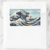The Great Kaiju Wave - Epic Hokusai Monster Parody 長方形シール (バッグ)