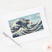 The Great Kaiju Wave - Epic Hokusai Monster Parody 長方形シール (封筒)