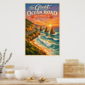 The Great Ocean Road Australia - Vintage Poster ポスター (キッチン)