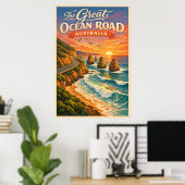 The Great Ocean Road Australia - Vintage Poster ポスター (ホームオフィス)