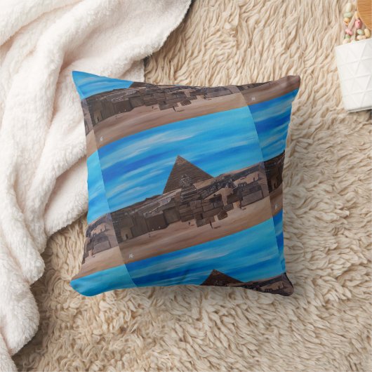 The Great Sphinx and the Pyramid of Khafre クッション (ブランケット)