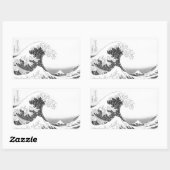 The Great Wave / Black & White 長方形シール (シート)