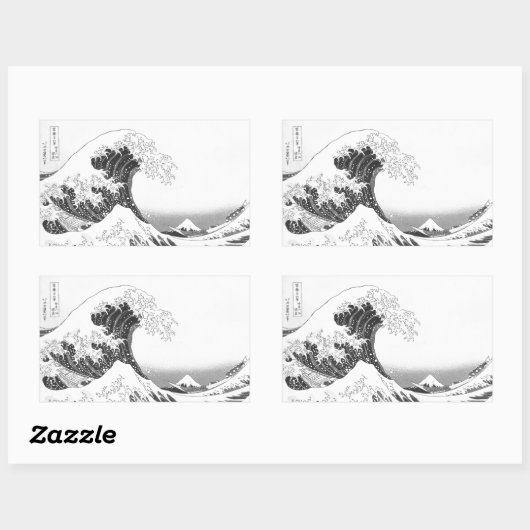 The Great Wave / Black & White 長方形シール (シート)
