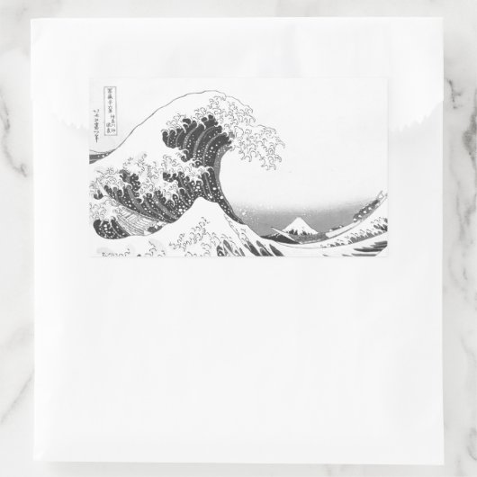 The Great Wave / Black & White 長方形シール (バッグ)