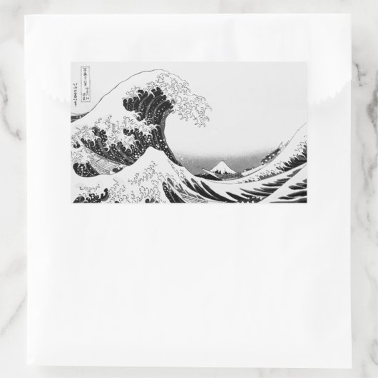 The Great Wave / High-contrast Black & White 長方形シール (バッグ)