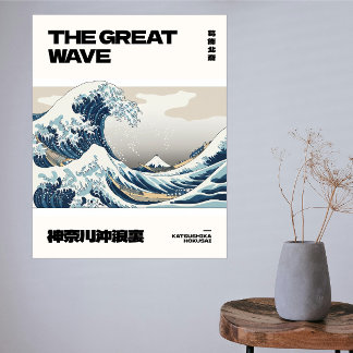 The Great Wave Hokusai Contemporary Minimal Poster フォトプリント