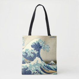 The Great Wave – Katsushika Hokusai – Custom Text トートバッグ