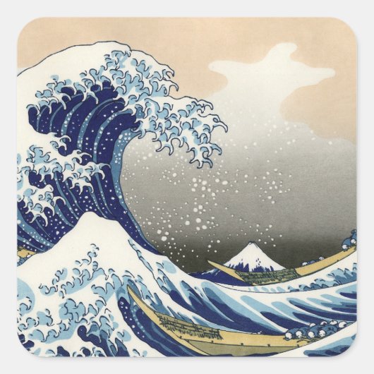 The Great Wave of Kanagawa - Katsushika Hokusai スクエアシール (正面)
