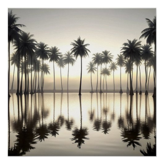 The Great Wave of Palm Trees Water Mirror ポスター (正面)